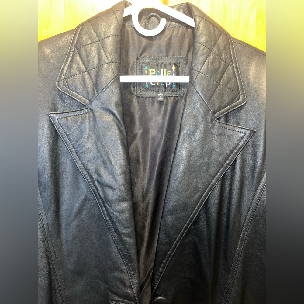 Vintage genuine leather long coat